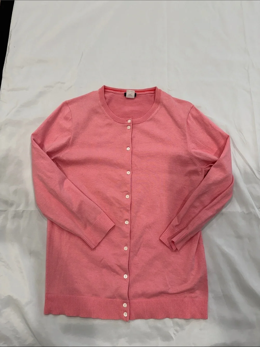 J Crew 3/4 Sleeve Pink Button-Up Cotton Blend Cardigan—Large